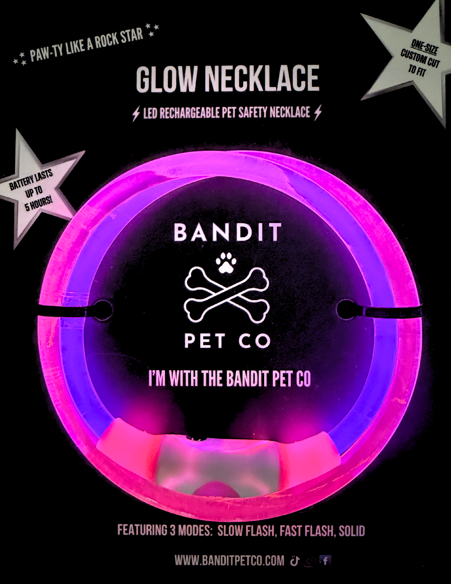 PINK PET LED GLOW SAFETY NECKLACE